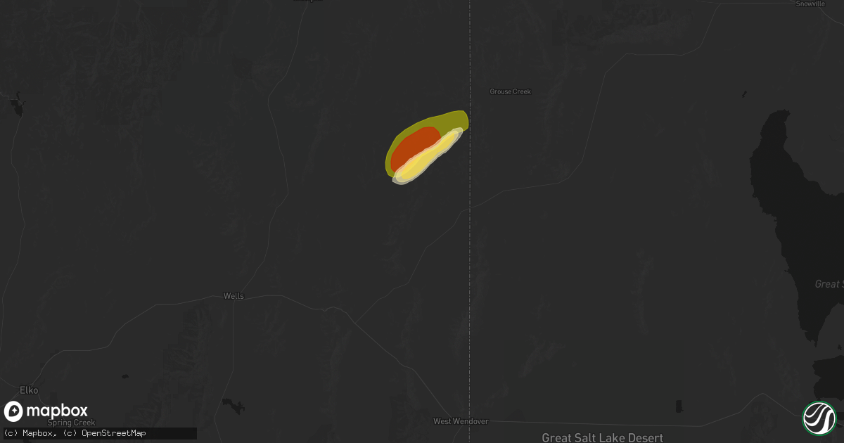 Hail map in Montello, NV on September 1, 2026