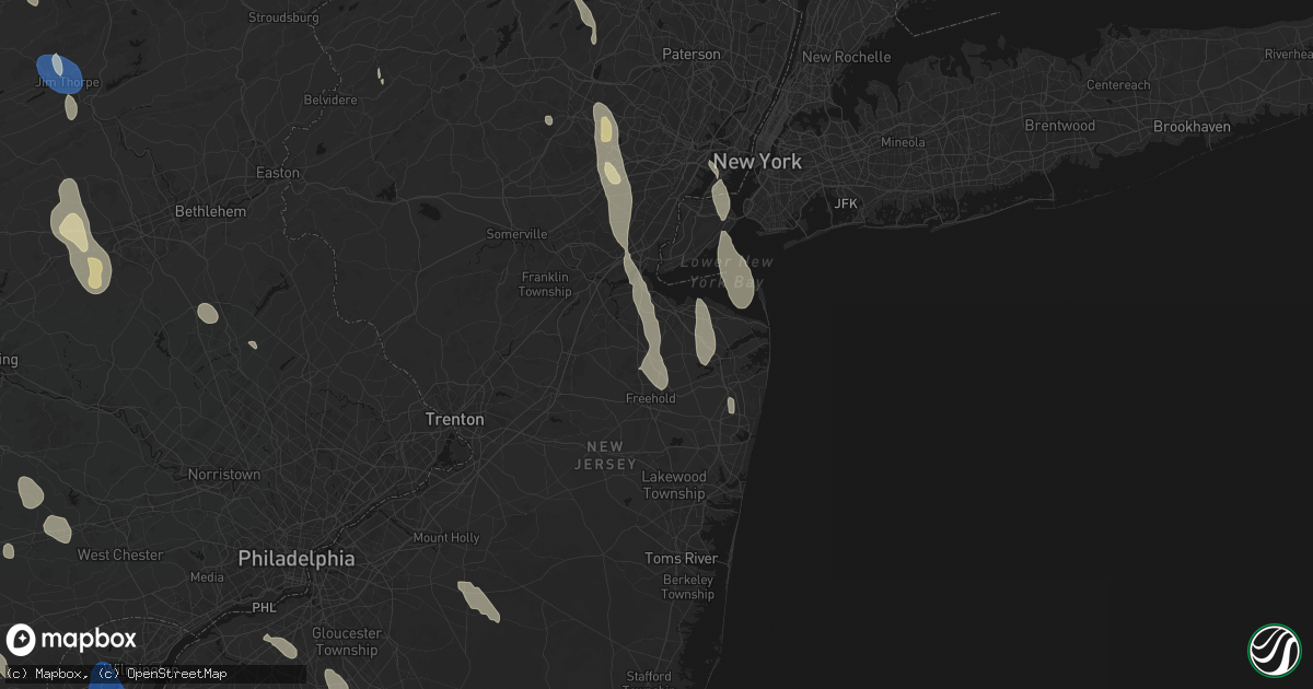Hail map in Morganville, NJ on September 1, 2026