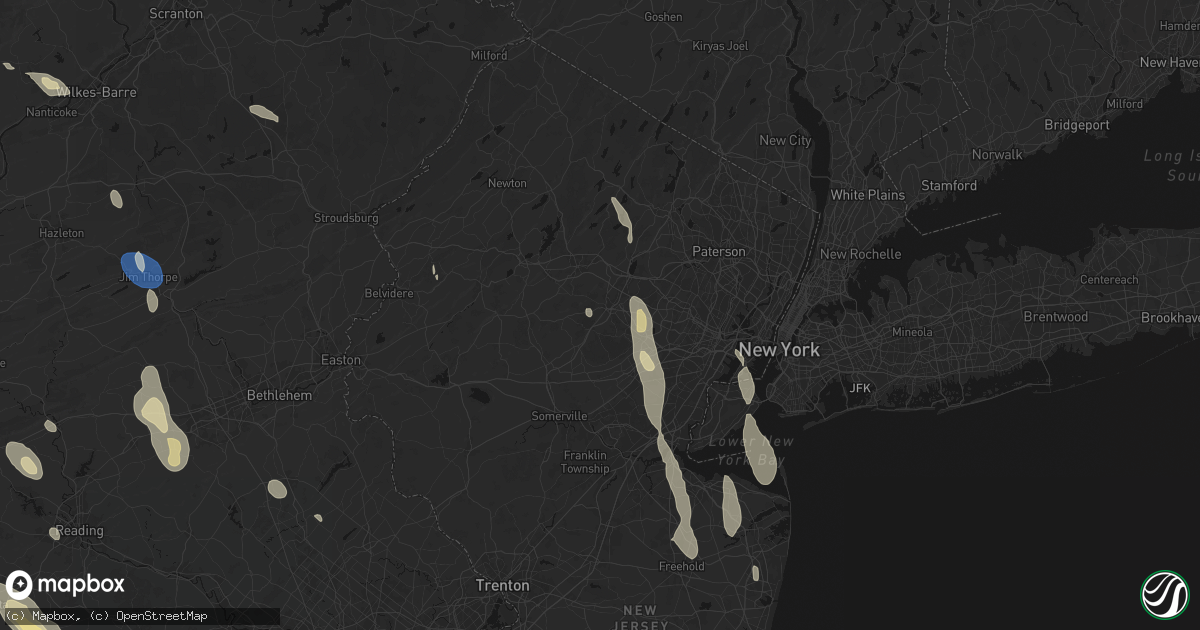 Hail map in Morristown, NJ on September 1, 2026