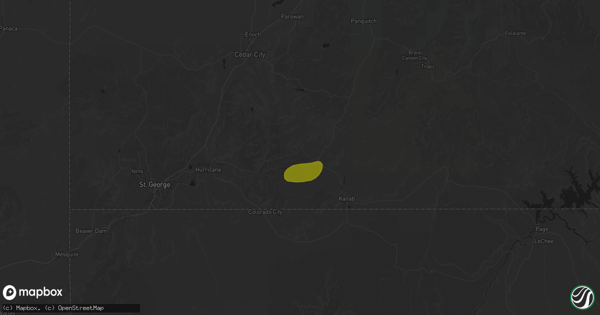 Hail map in Mount Carmel, UT on September 1, 2026
