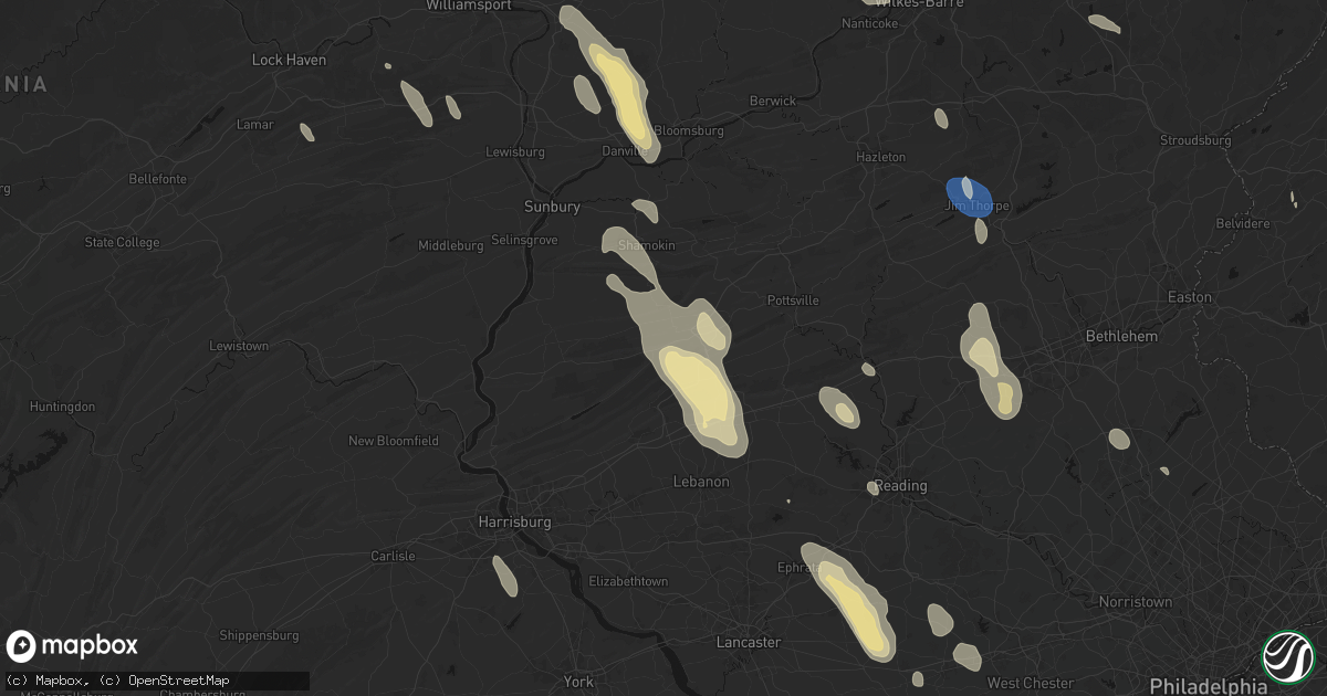 Hail map in Muir, PA on September 1, 2026