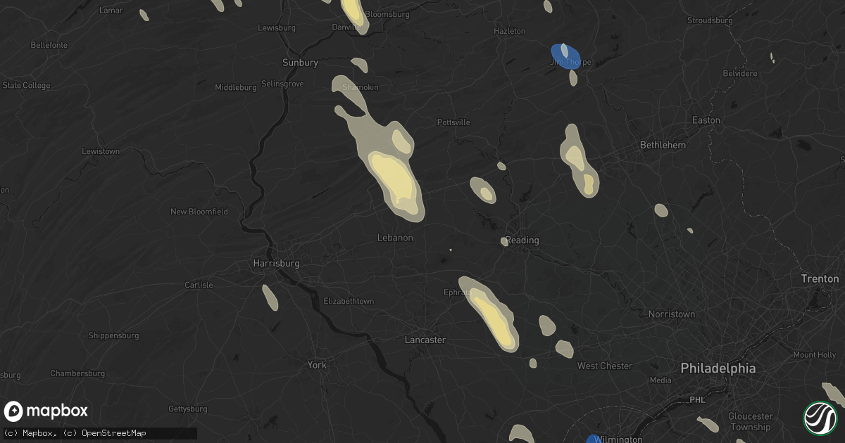 Hail map in Myerstown, PA on September 1, 2026