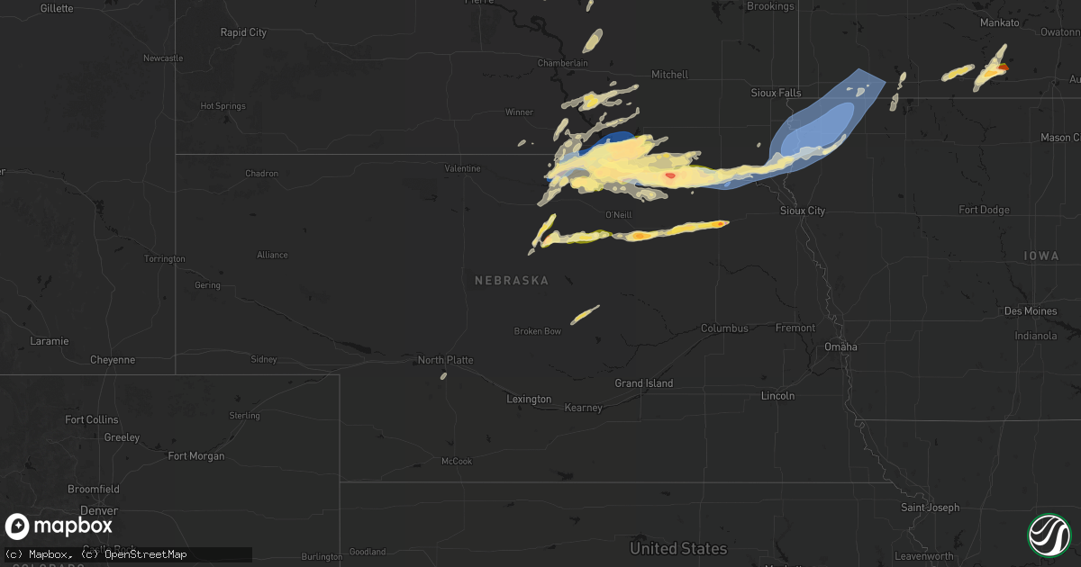 Hail map in Nebraska on September 1, 2026