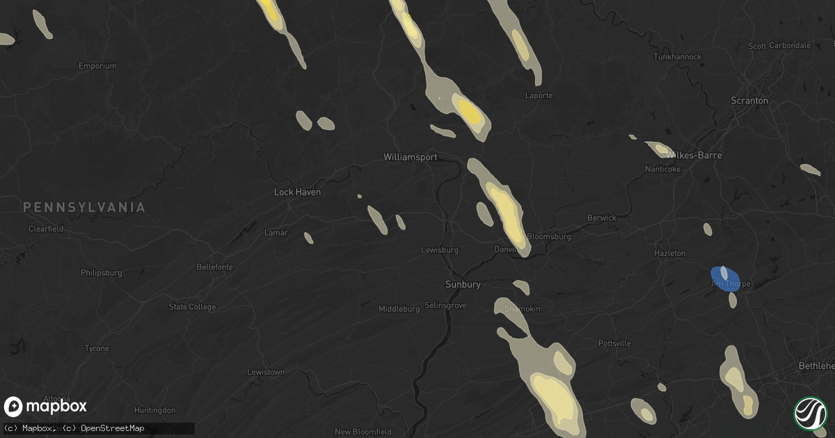 Hail map in New Columbia, PA on September 1, 2026