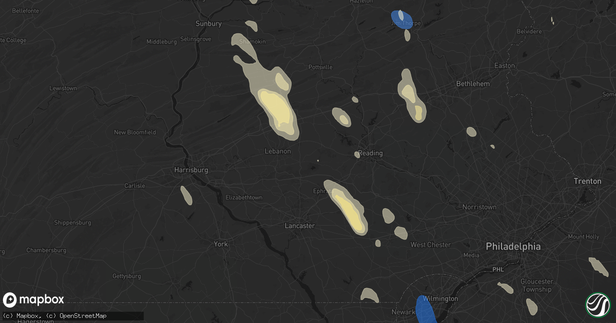 Hail map in Newmanstown, PA on September 1, 2026