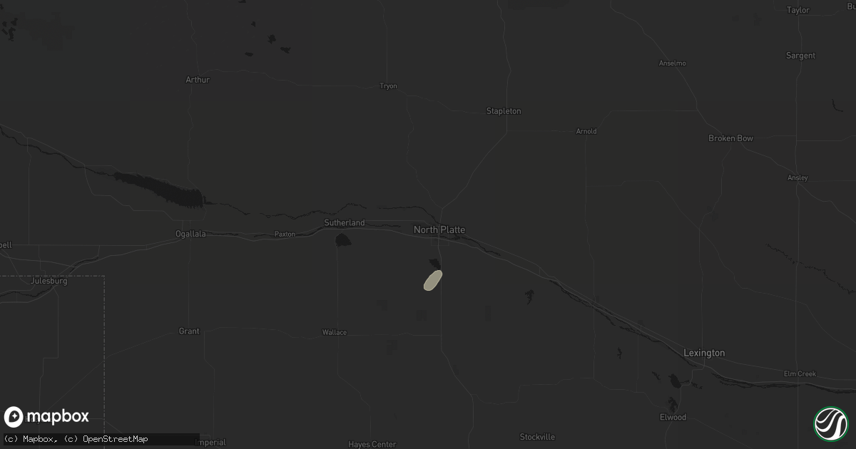 Hail map in North Platte, NE on September 1, 2026