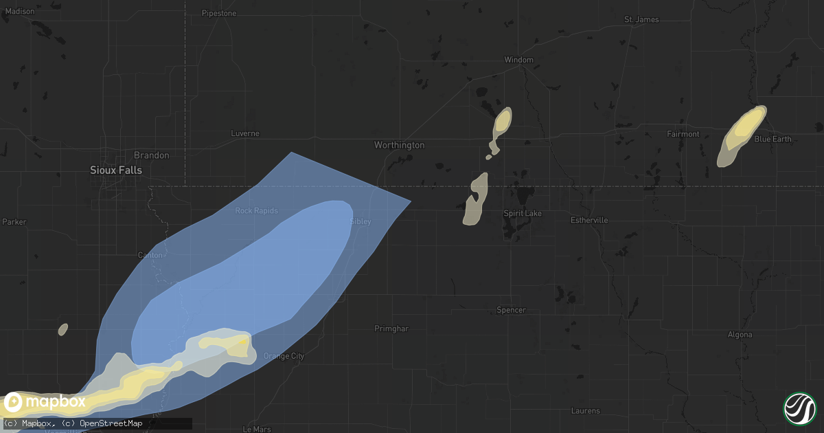 Hail map in Ocheyedan, IA on September 1, 2026