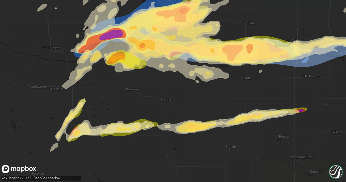 Hail map in Oneill, NE on September 1, 2026
