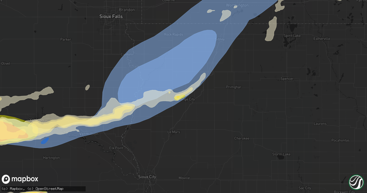 Hail map in Orange City, IA on September 1, 2026