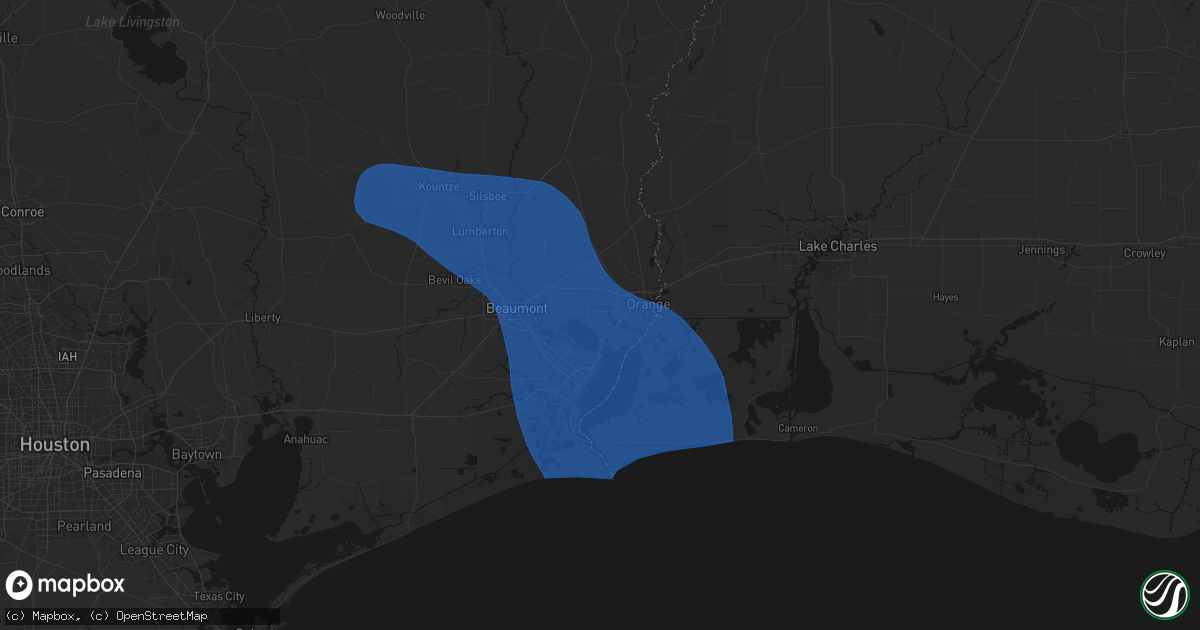 Hail map in Orange, TX on September 1, 2026