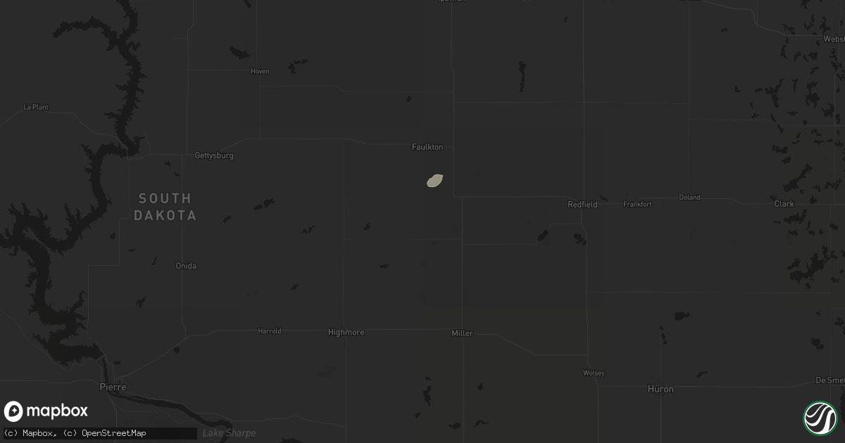 Hail map in Orient, SD on September 1, 2026