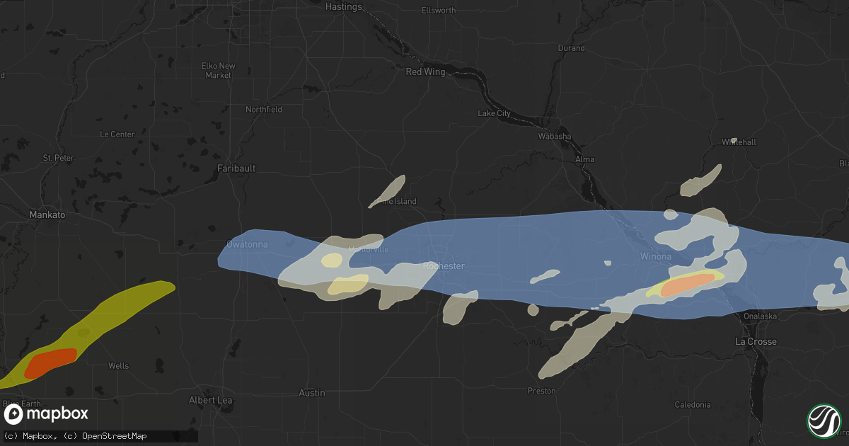 Hail map in Oronoco, MN on September 1, 2026