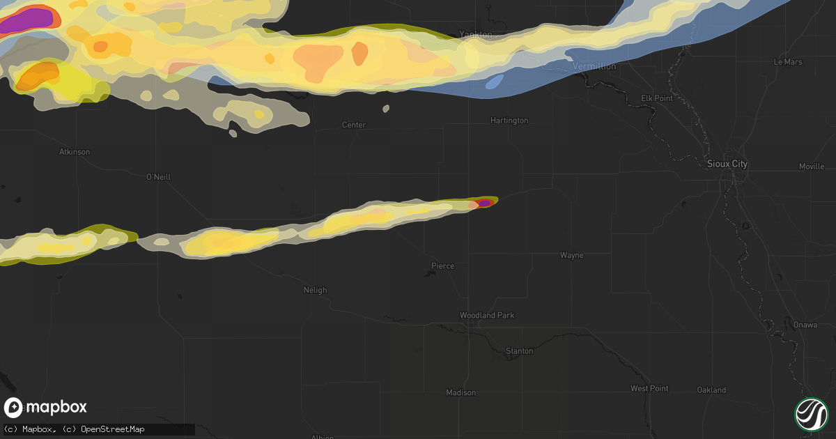 Hail map in Osmond, NE on September 1, 2026