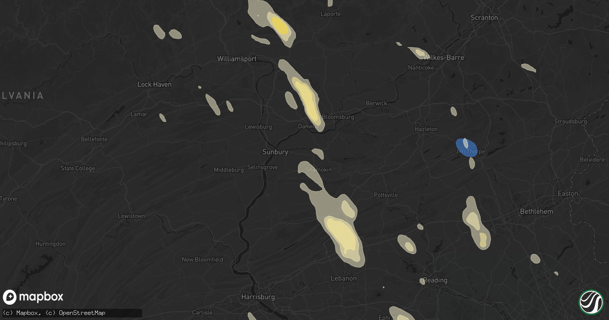 Hail map in Paxinos, PA on September 1, 2026