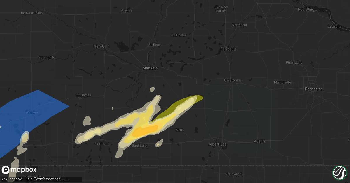Hail map in Pemberton, MN on September 1, 2026