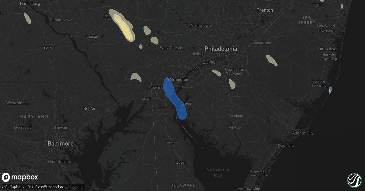 Hail map in Pennsville, NJ on September 1, 2026