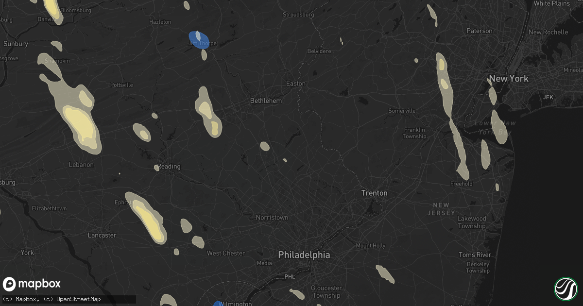 Hail map in Perkasie, PA on September 1, 2026