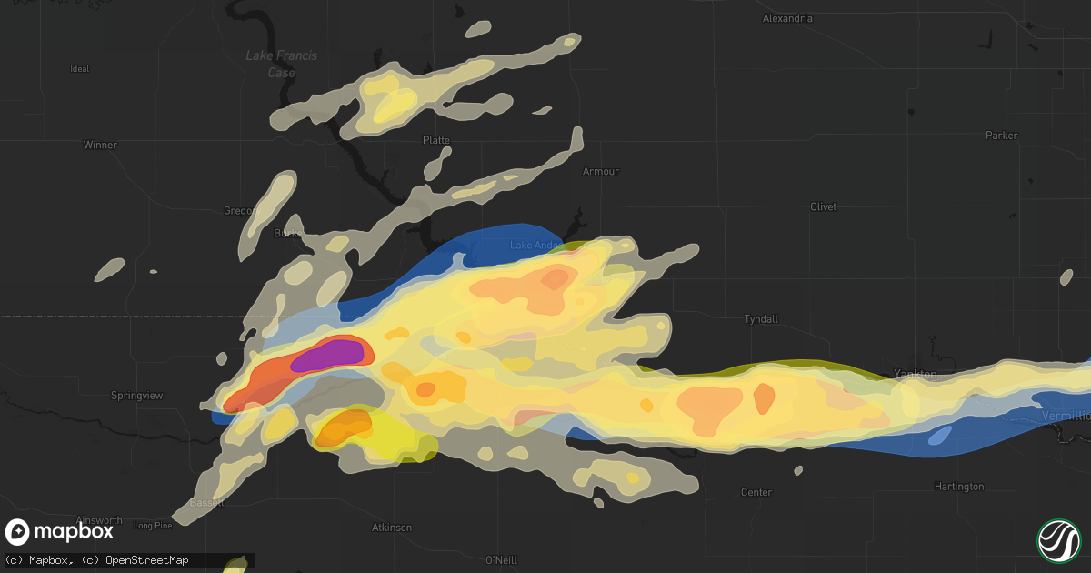 Hail map in Pickstown, SD on September 1, 2026