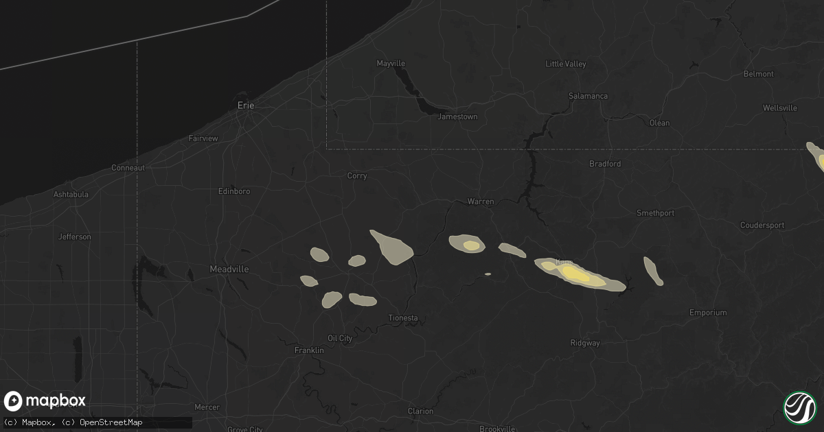 Hail map in Pittsfield, PA on September 1, 2026