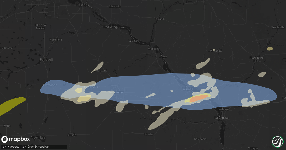 Hail map in Plainview, MN on September 1, 2026