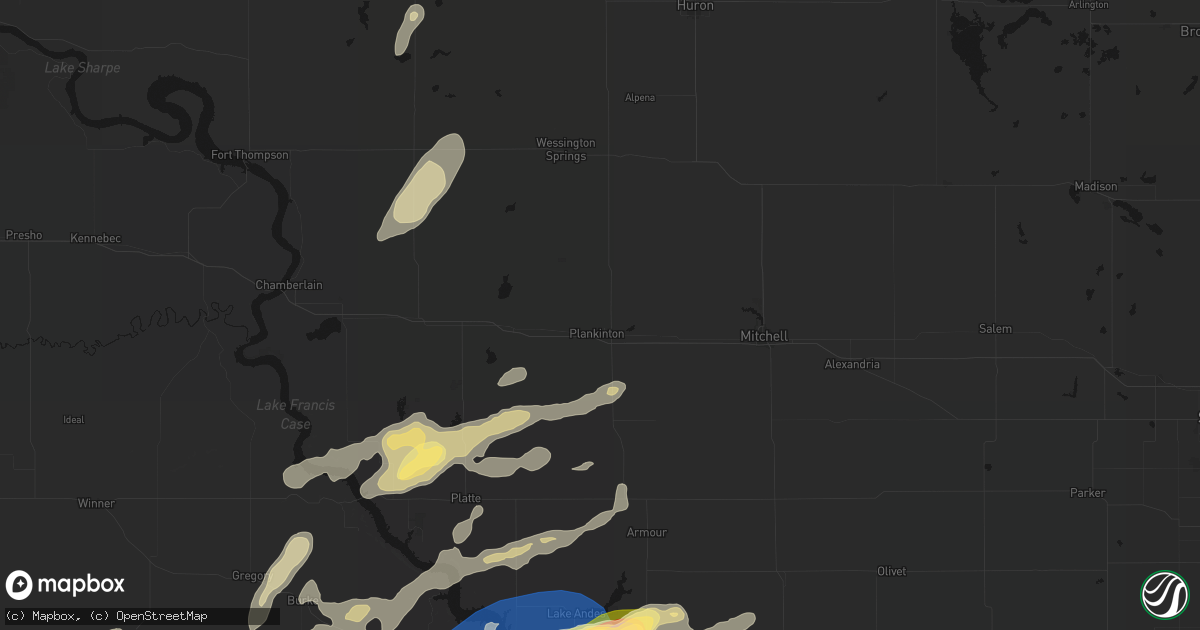 Hail map in Plankinton, SD on September 1, 2026