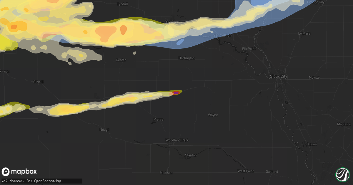 Hail map in Randolph, NE on September 1, 2026