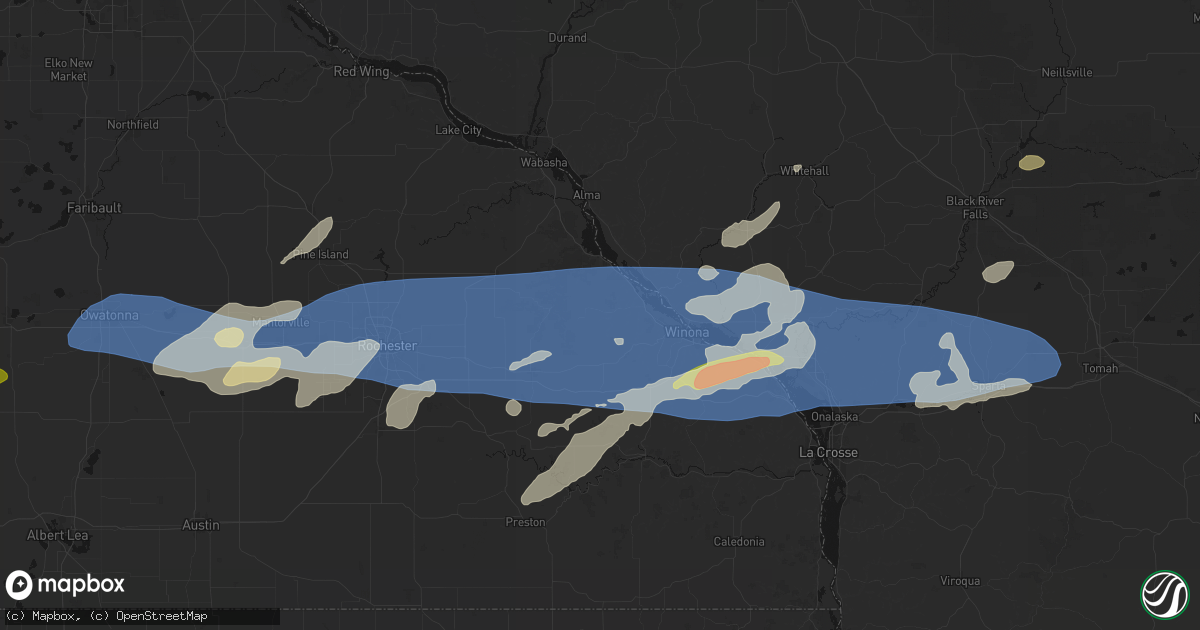 Hail map in Rollingstone, MN on September 1, 2026