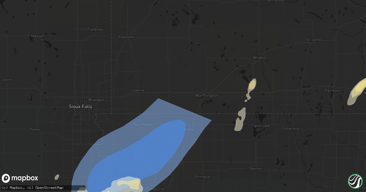 Hail map in Rushmore, MN on September 1, 2026