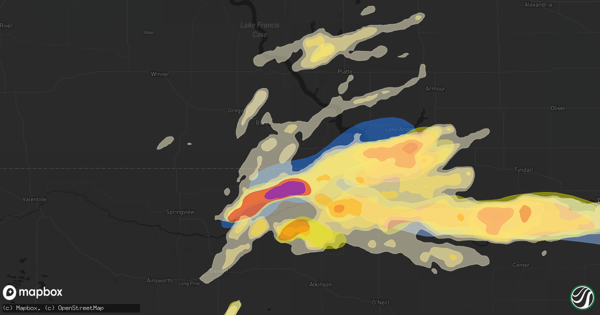 Hail map in Saint Charles, SD on September 1, 2026