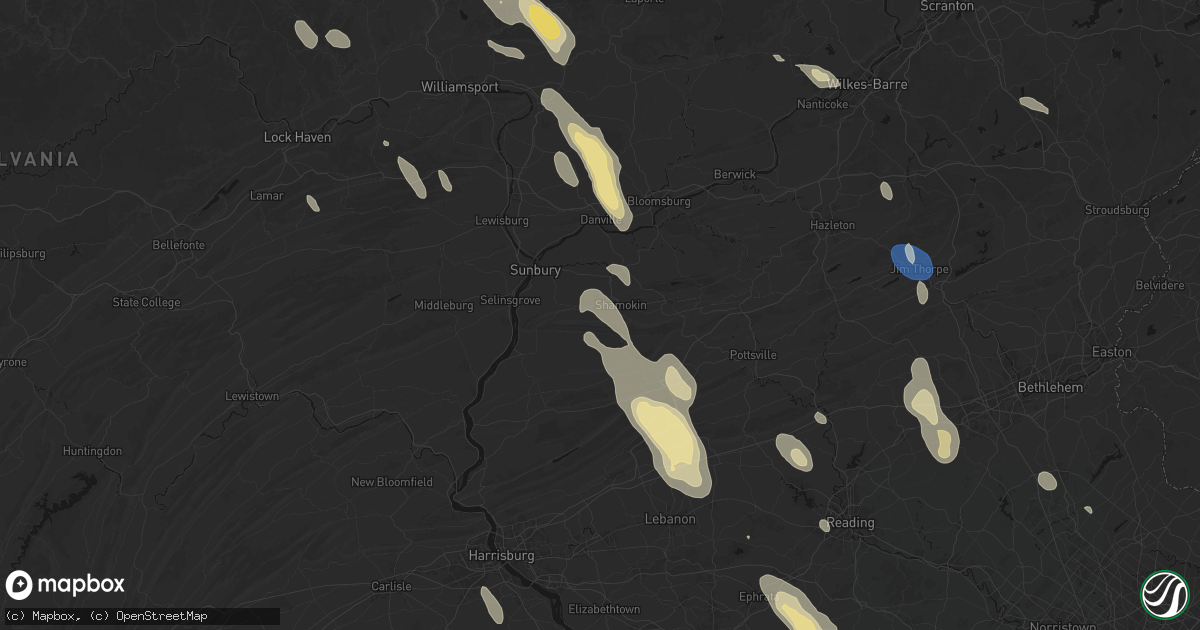 Hail map in Shamokin, PA on September 1, 2026