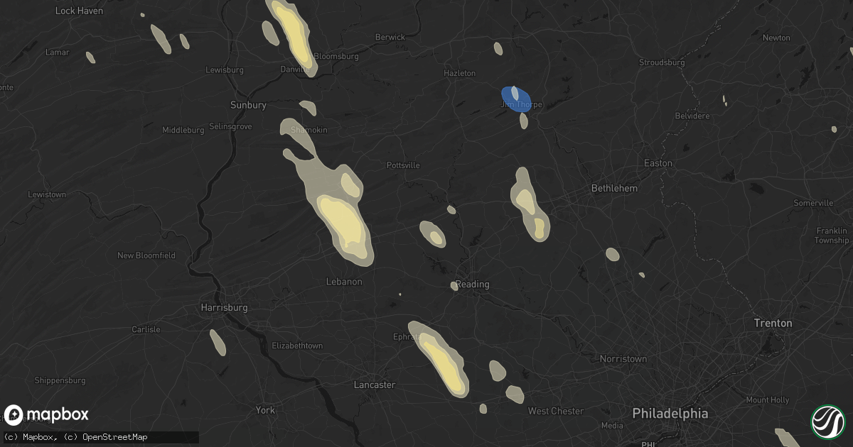 Hail map in Shartlesville, PA on September 1, 2026
