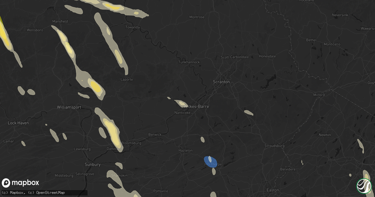 Hail map in Shavertown, PA on September 1, 2026