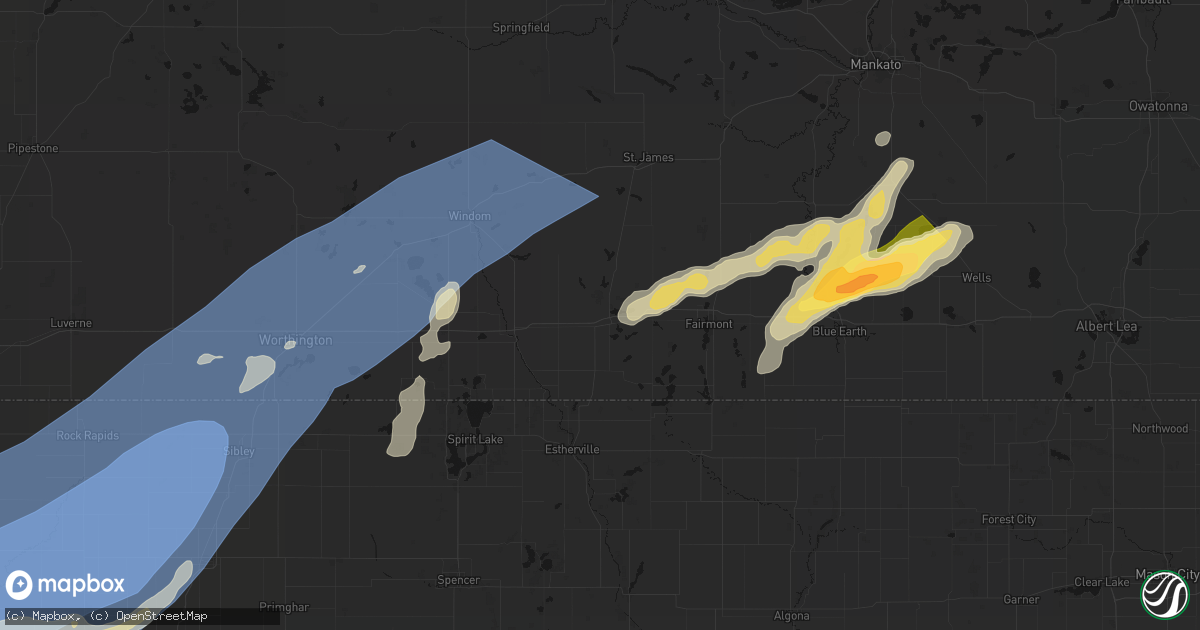 Hail map in Sherburn, MN on September 1, 2026