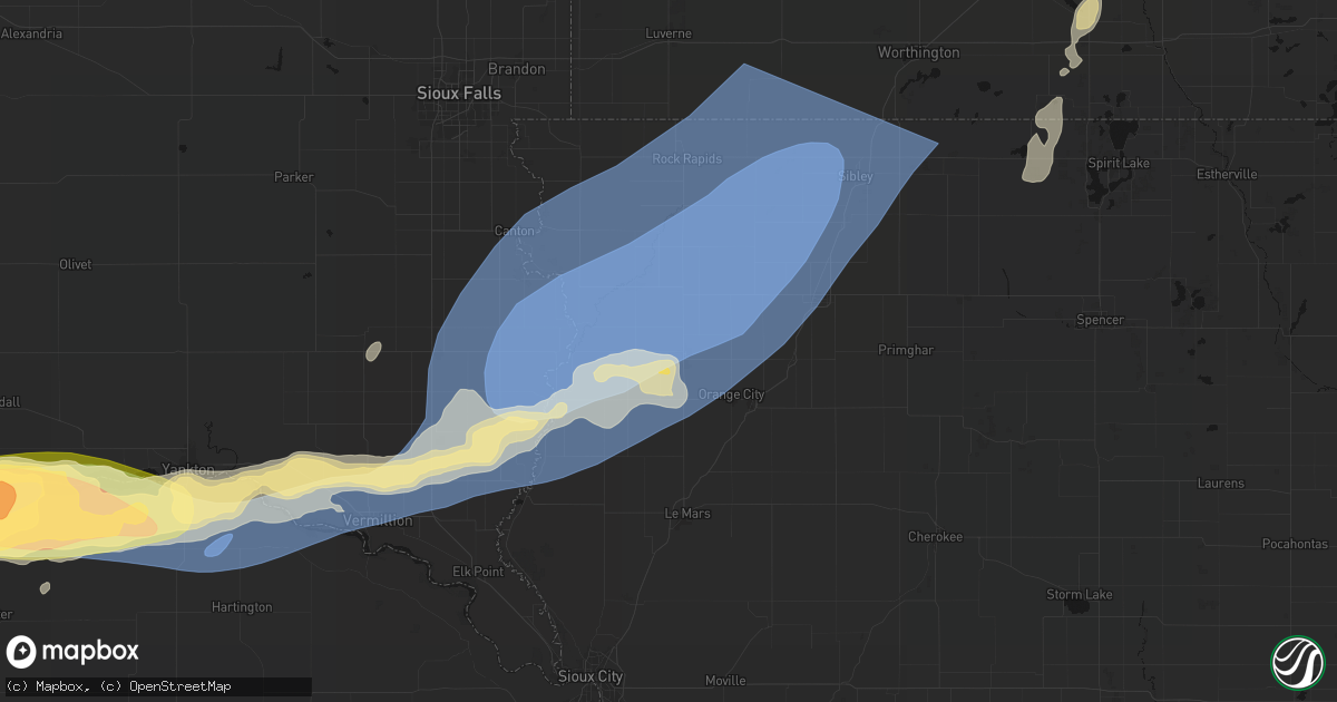 Hail map in Sioux Center, IA on September 1, 2026