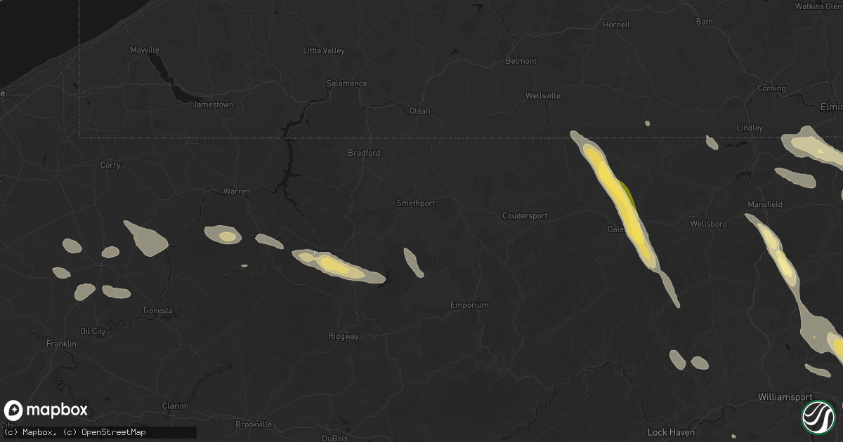 Hail map in Smethport, PA on September 1, 2026