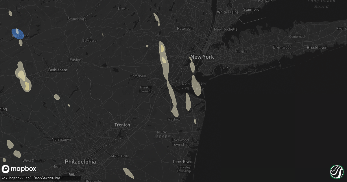 Hail map in South Amboy, NJ on September 1, 2026