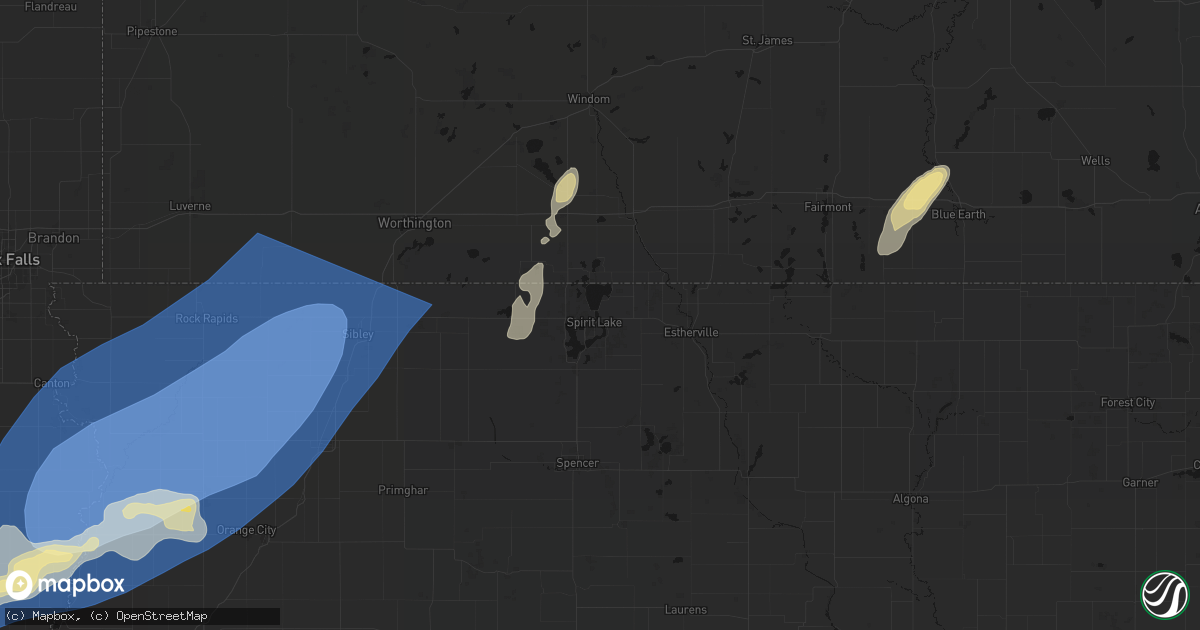 Hail map in Spirit Lake, IA on September 1, 2026