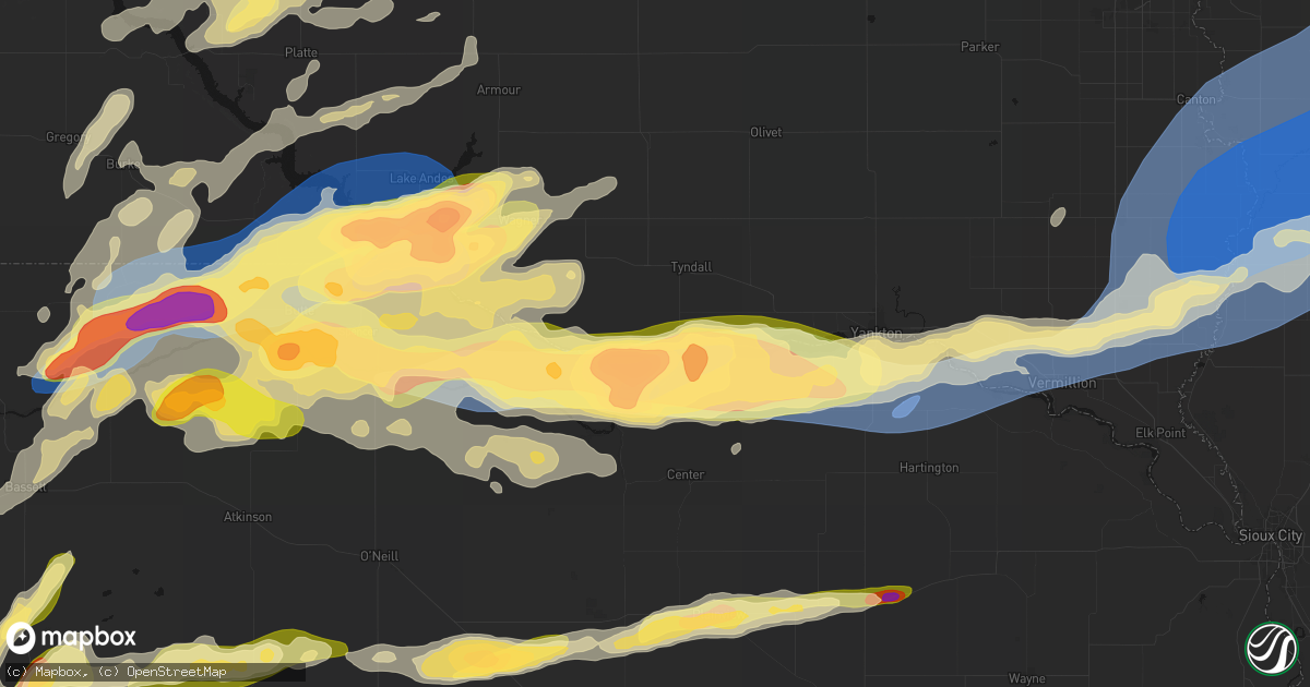 Hail map in Springfield, SD on September 1, 2026