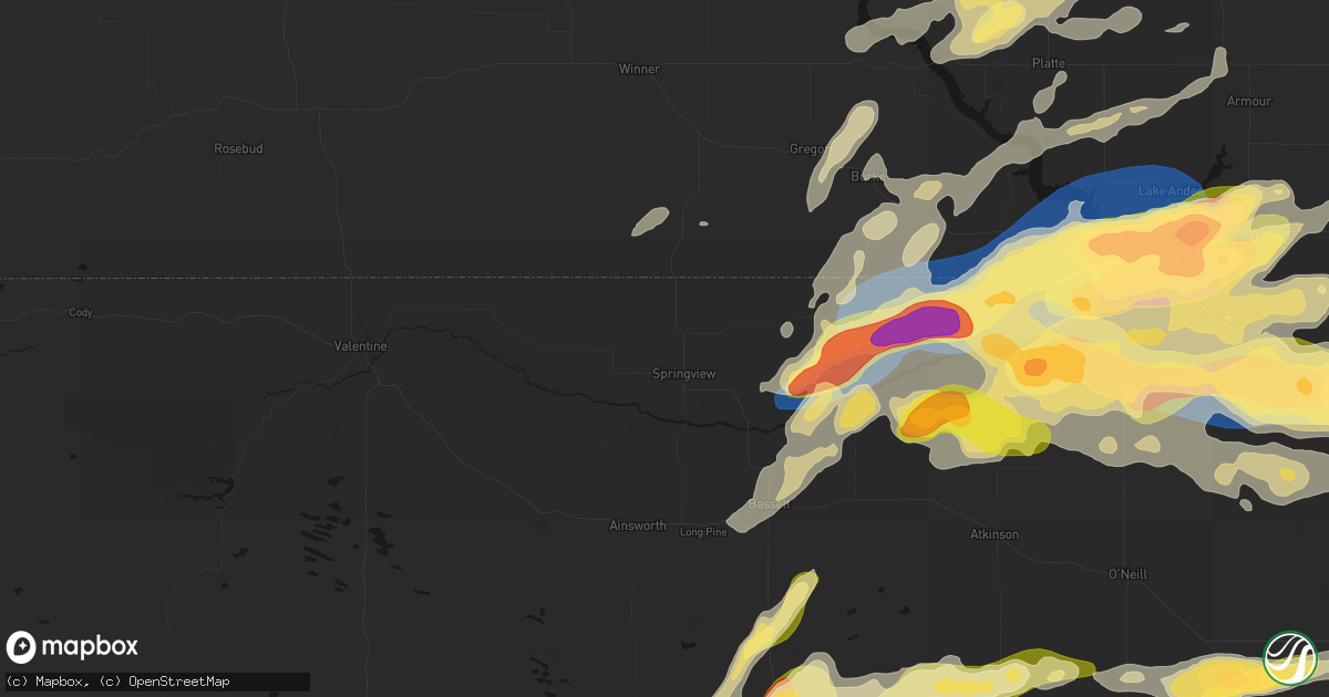 Hail map in Springview, NE on September 1, 2026