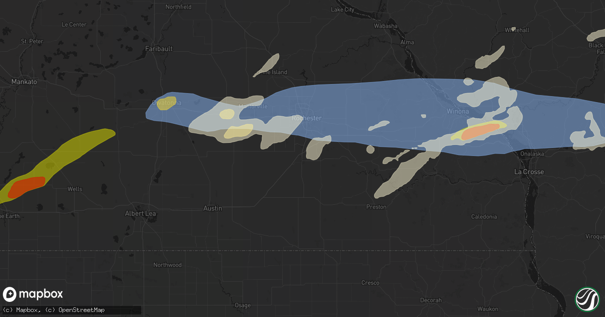 Hail map in Stewartville, MN on September 1, 2026