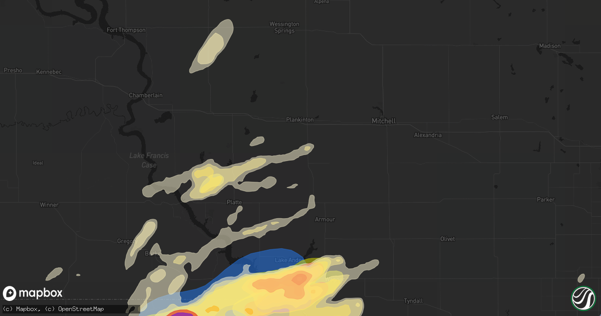 Hail map in Stickney, SD on September 1, 2026