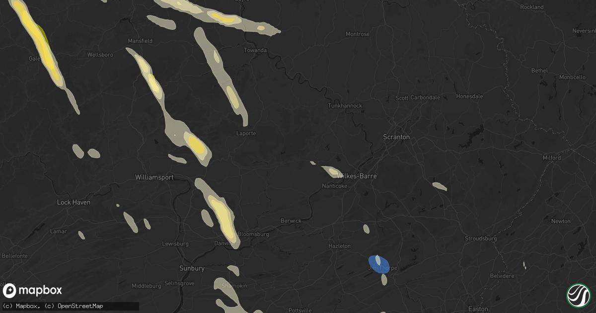 Hail map in Sweet Valley, PA on September 1, 2026