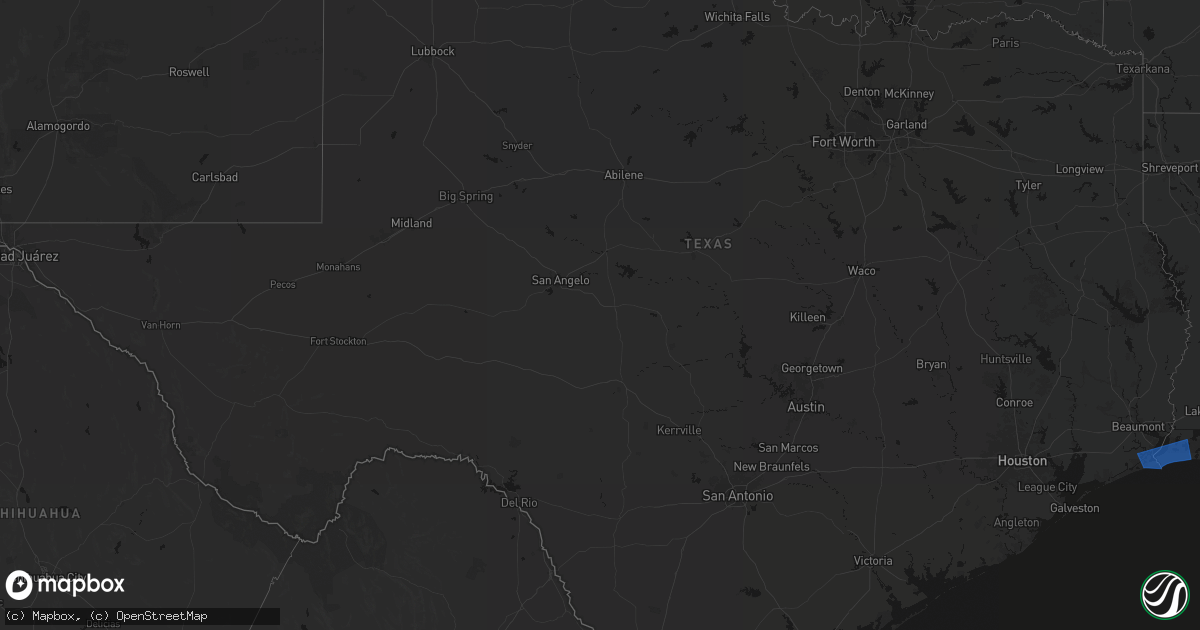 Hail map in Texas on September 1, 2026