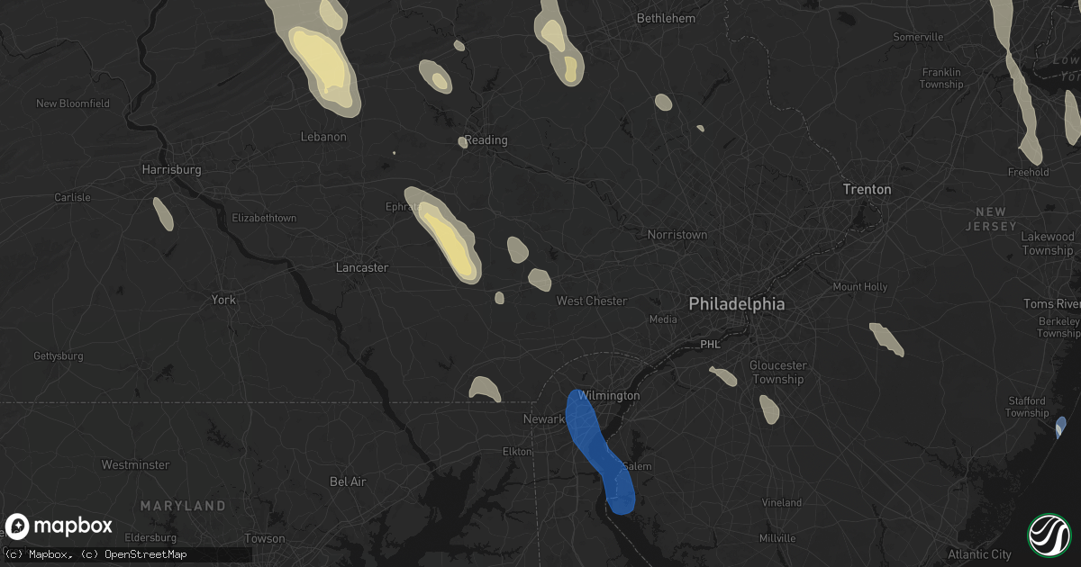 Hail map in Thorndale, PA on September 1, 2026
