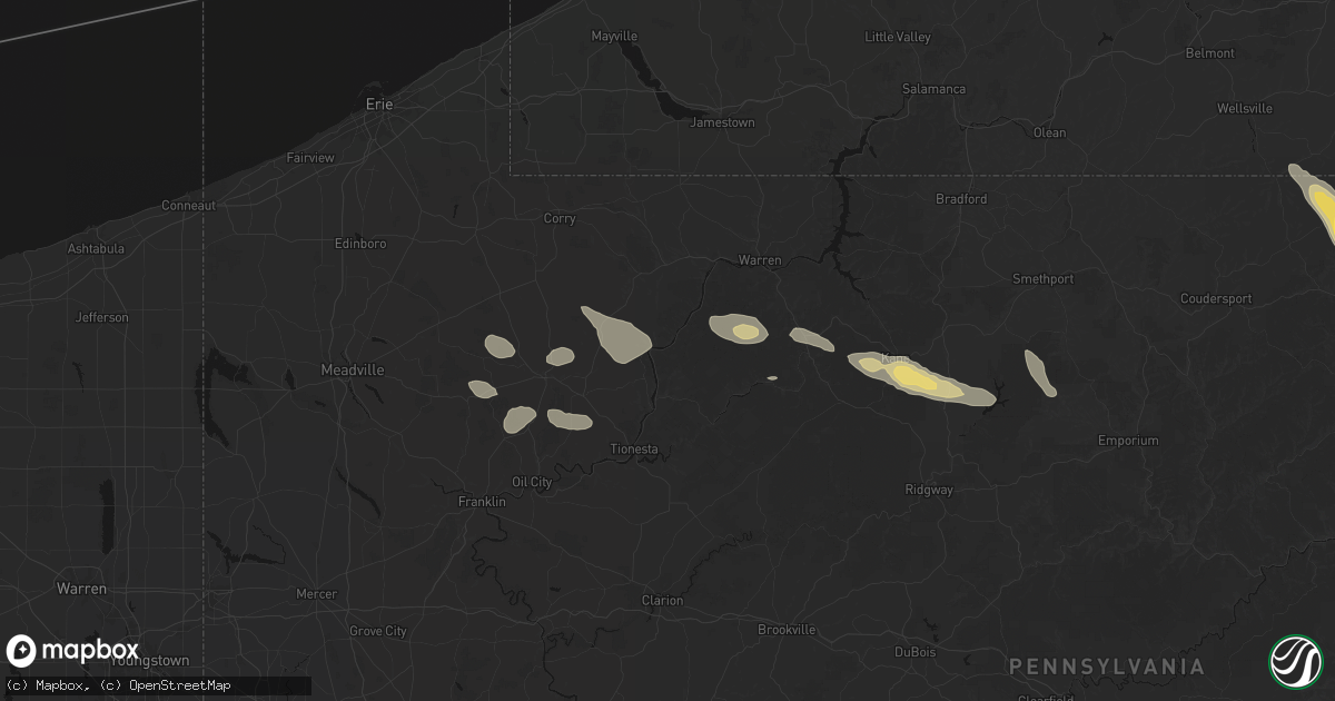 Hail map in Tidioute, PA on September 1, 2026