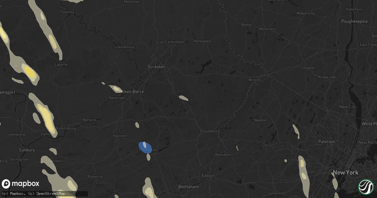 Hail map in Tobyhanna, PA on September 1, 2026