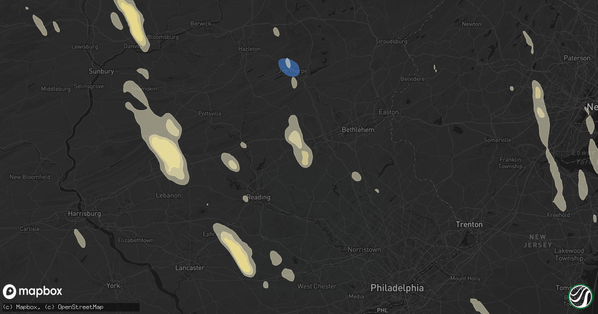 Hail map in Topton, PA on September 1, 2026