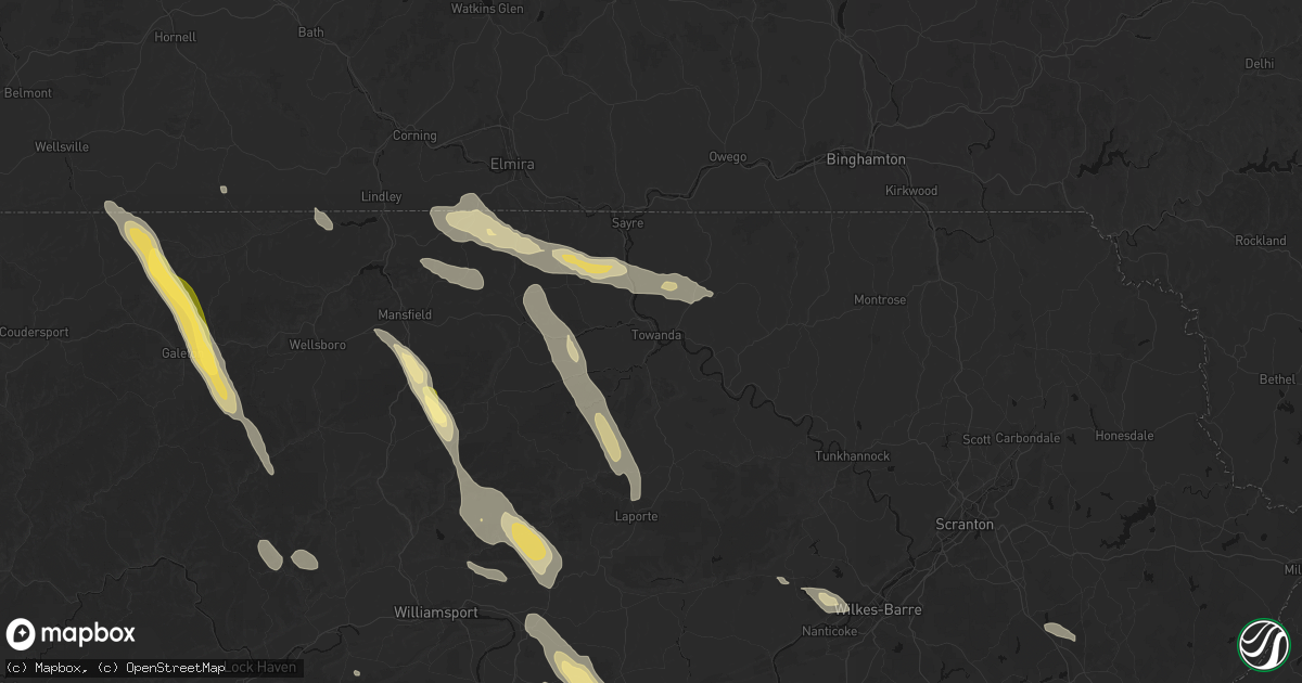 Hail map in Towanda, PA on September 1, 2026