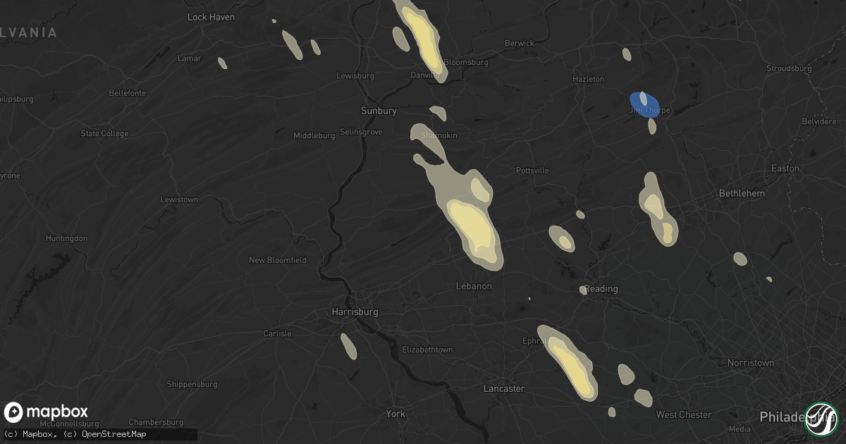 Hail map in Tower City, PA on September 1, 2026