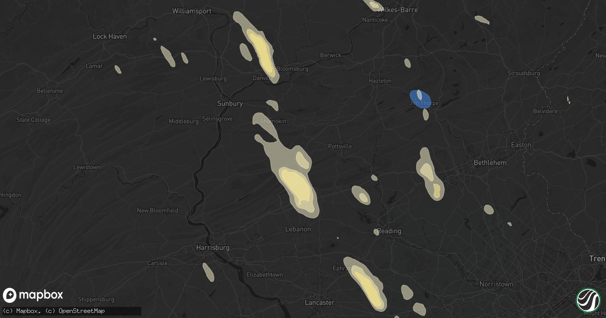 Hail map in Tremont, PA on September 1, 2026
